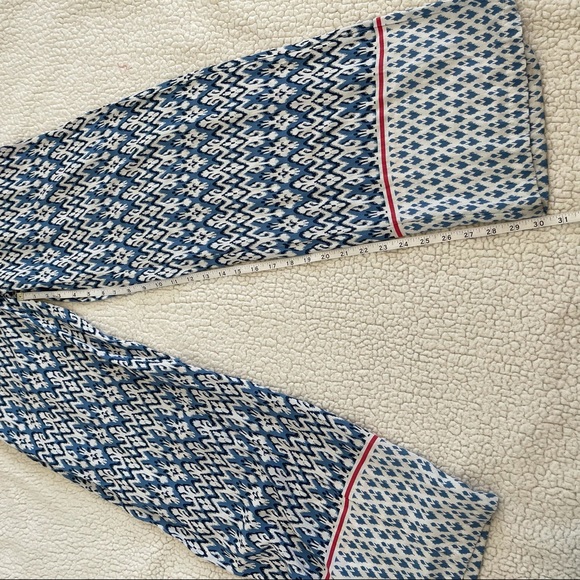 Beach Lunch Lounge Blue Patterned Pants Size Small - Picture 6 of 8